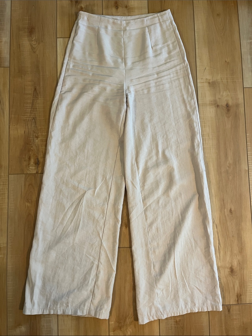 SHEIN Cream Wide-Leg High-Rise Pants